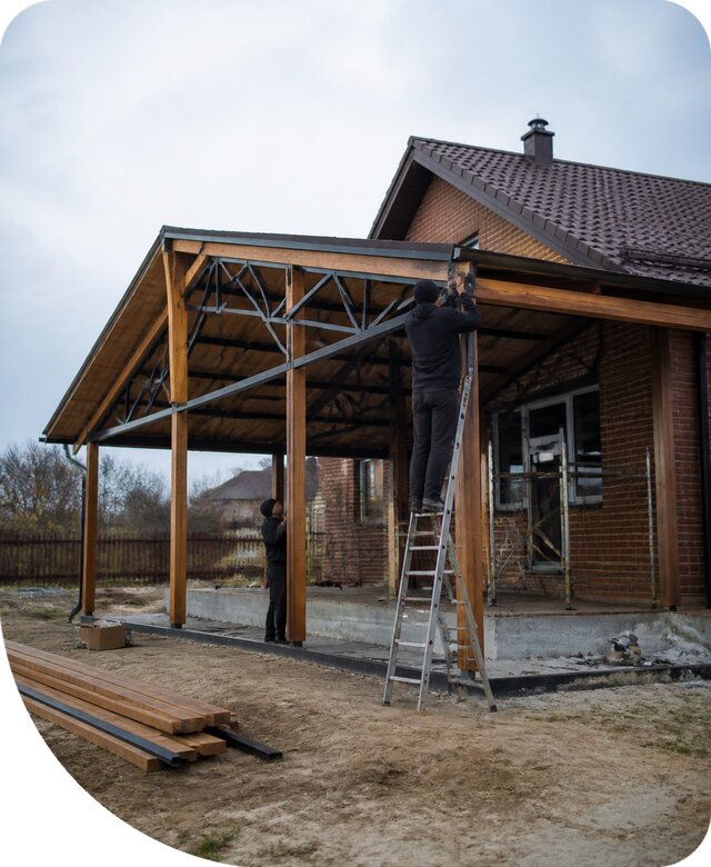 Пристройка навеса к дому и участку в Видном под ключ